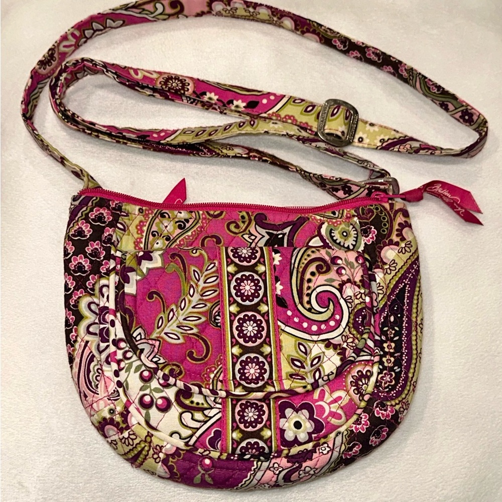 Vera Bradley Retired Pink Green Very Berry Paisley Crossbody Bag